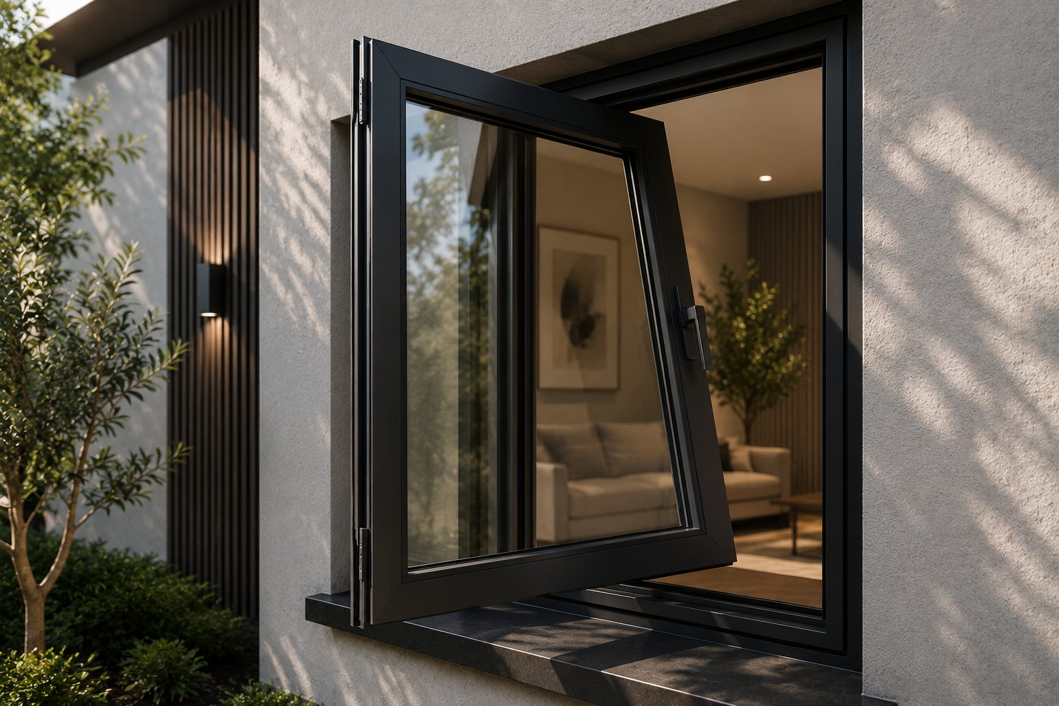 Aluminium casement open window