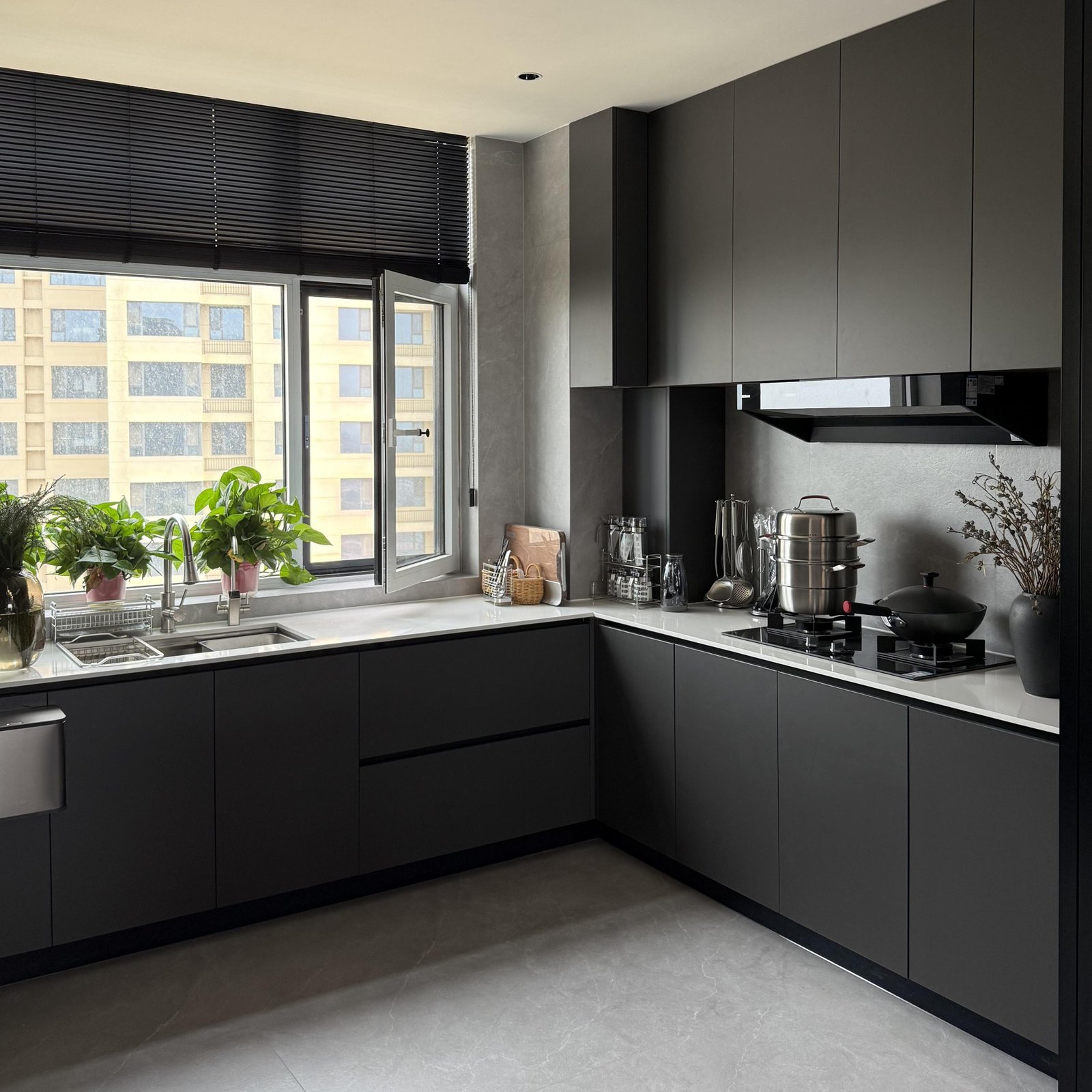 Matte finish modern kitchen cabinets