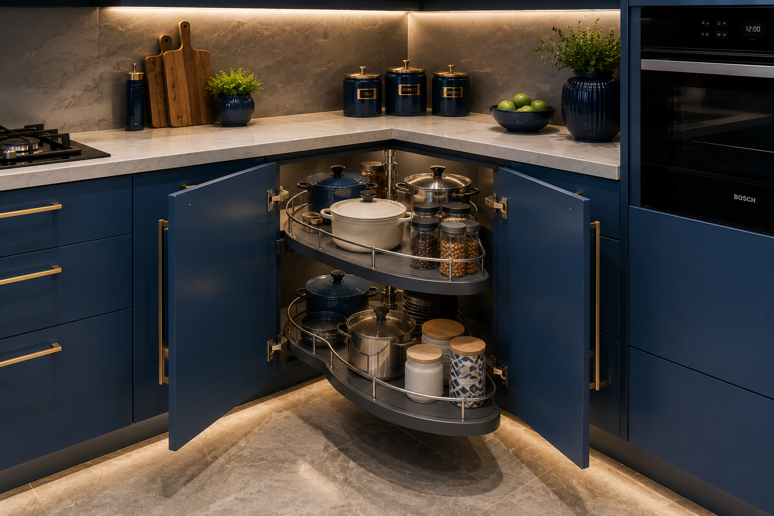 Corner kitchen cabinet storage