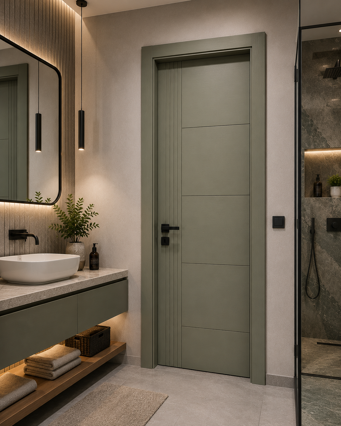 Fibre door for bathroom