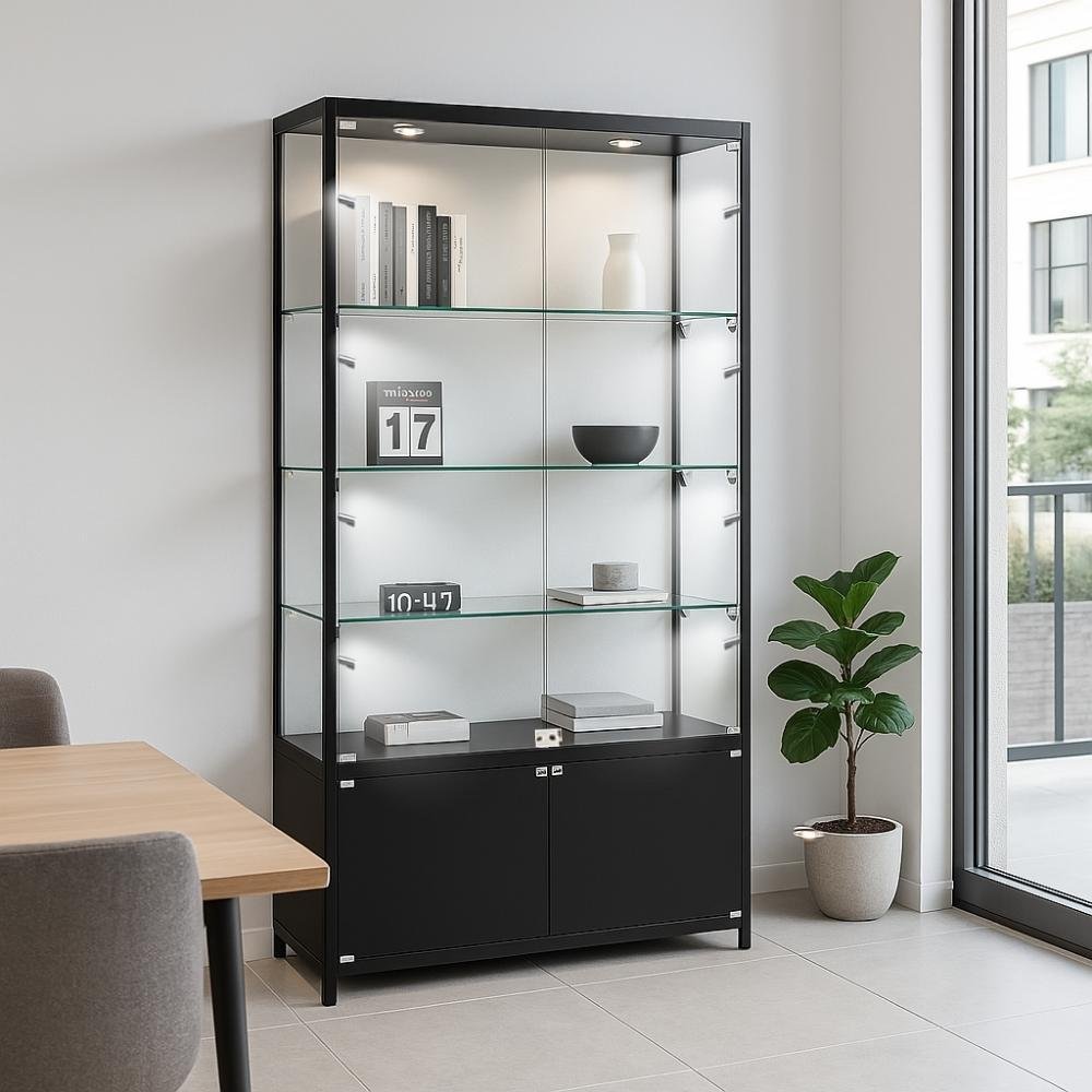 Aluminium showcase with glass