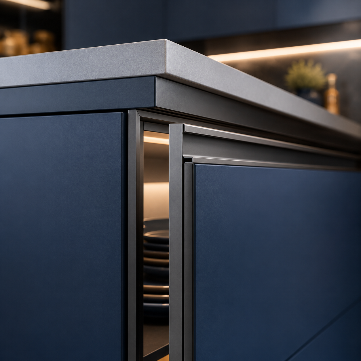 Kitchen cabinet profile and finish detail