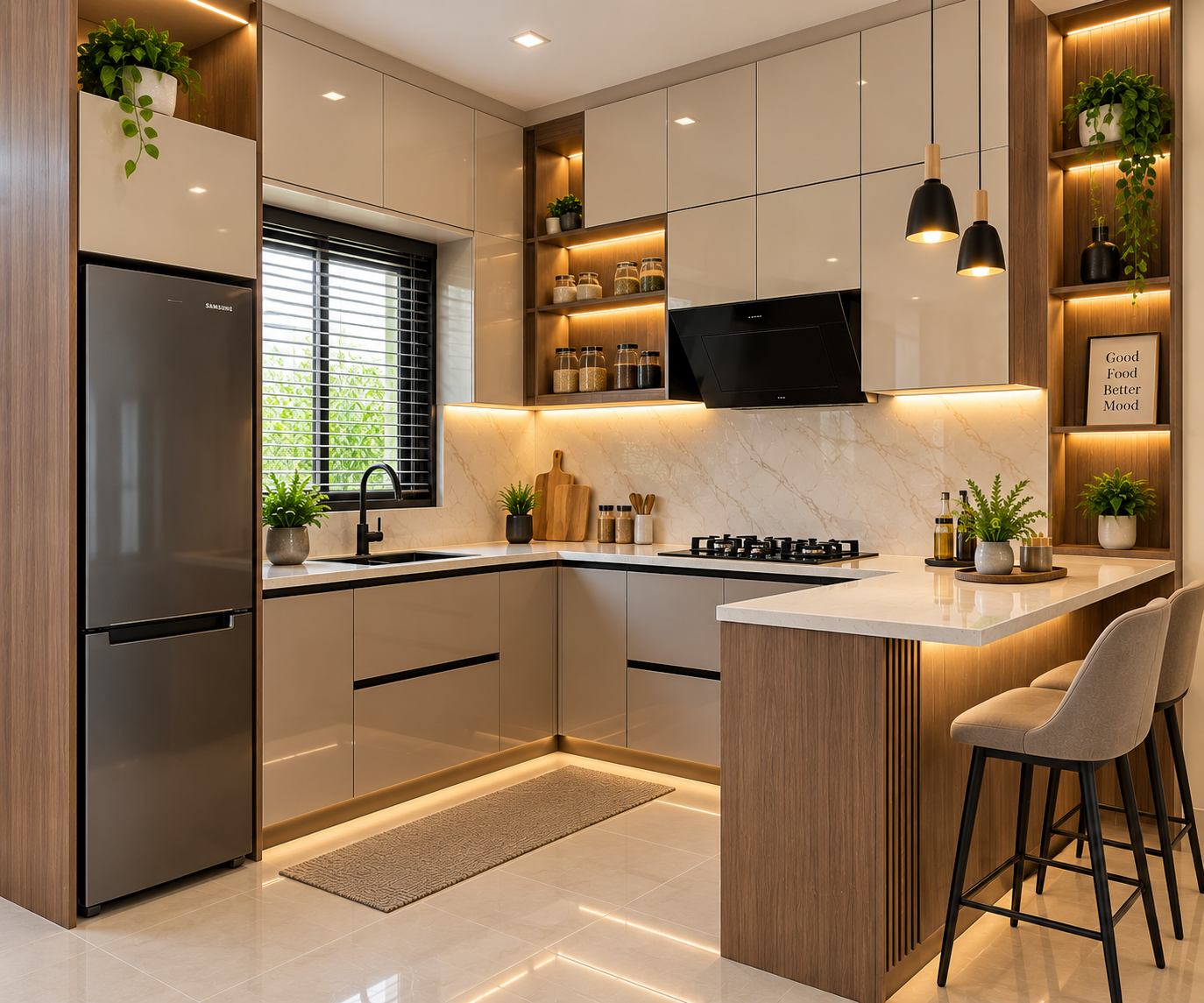 Compact modern kitchen cabinet project