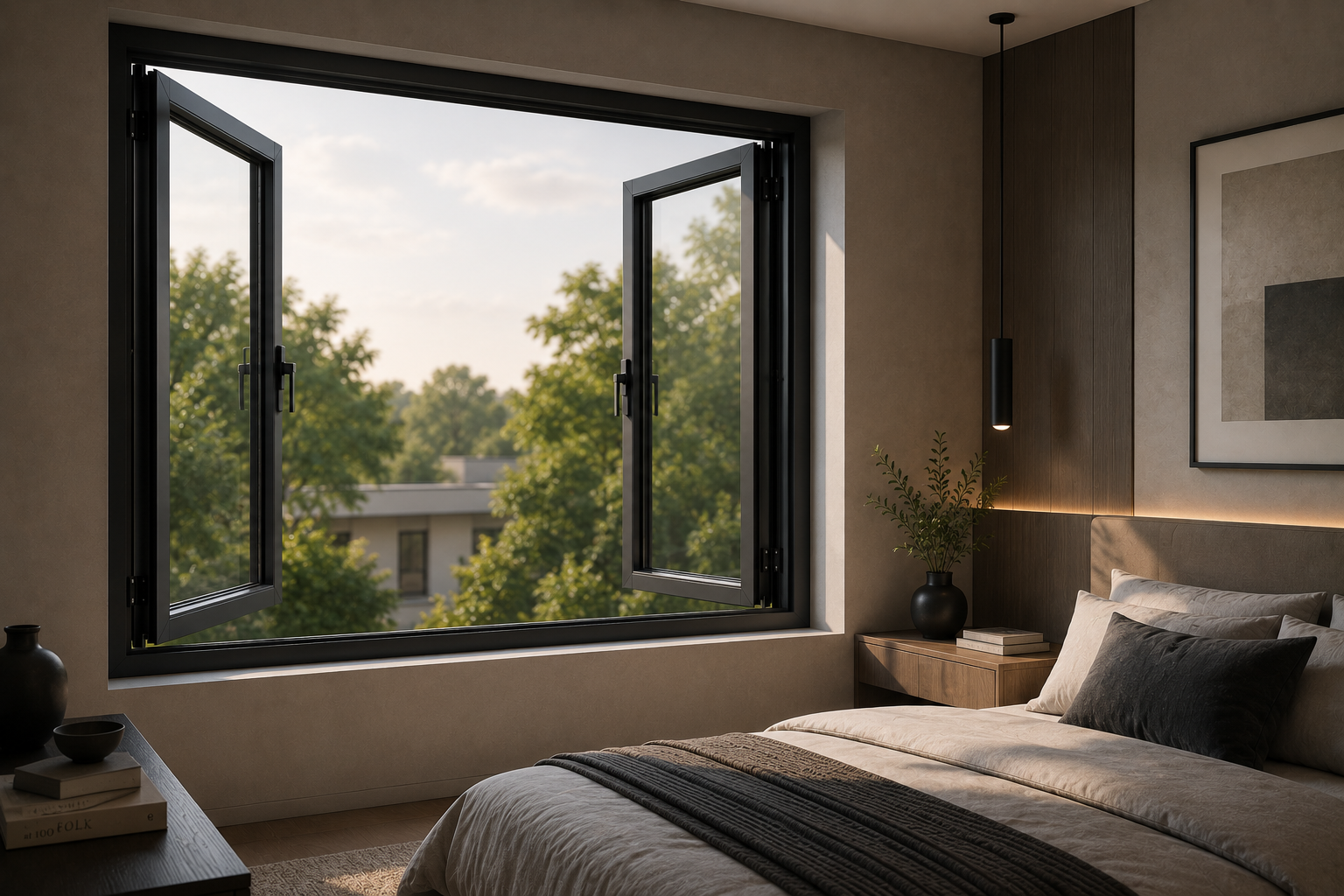 Open window in bedroom