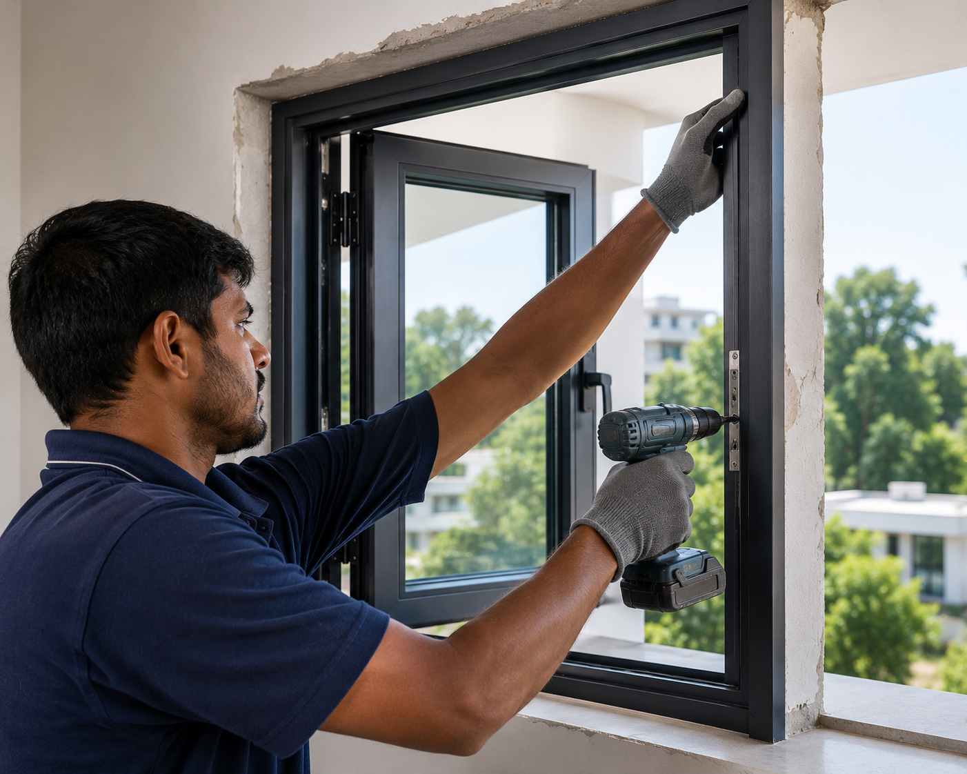 Aluminium window installation